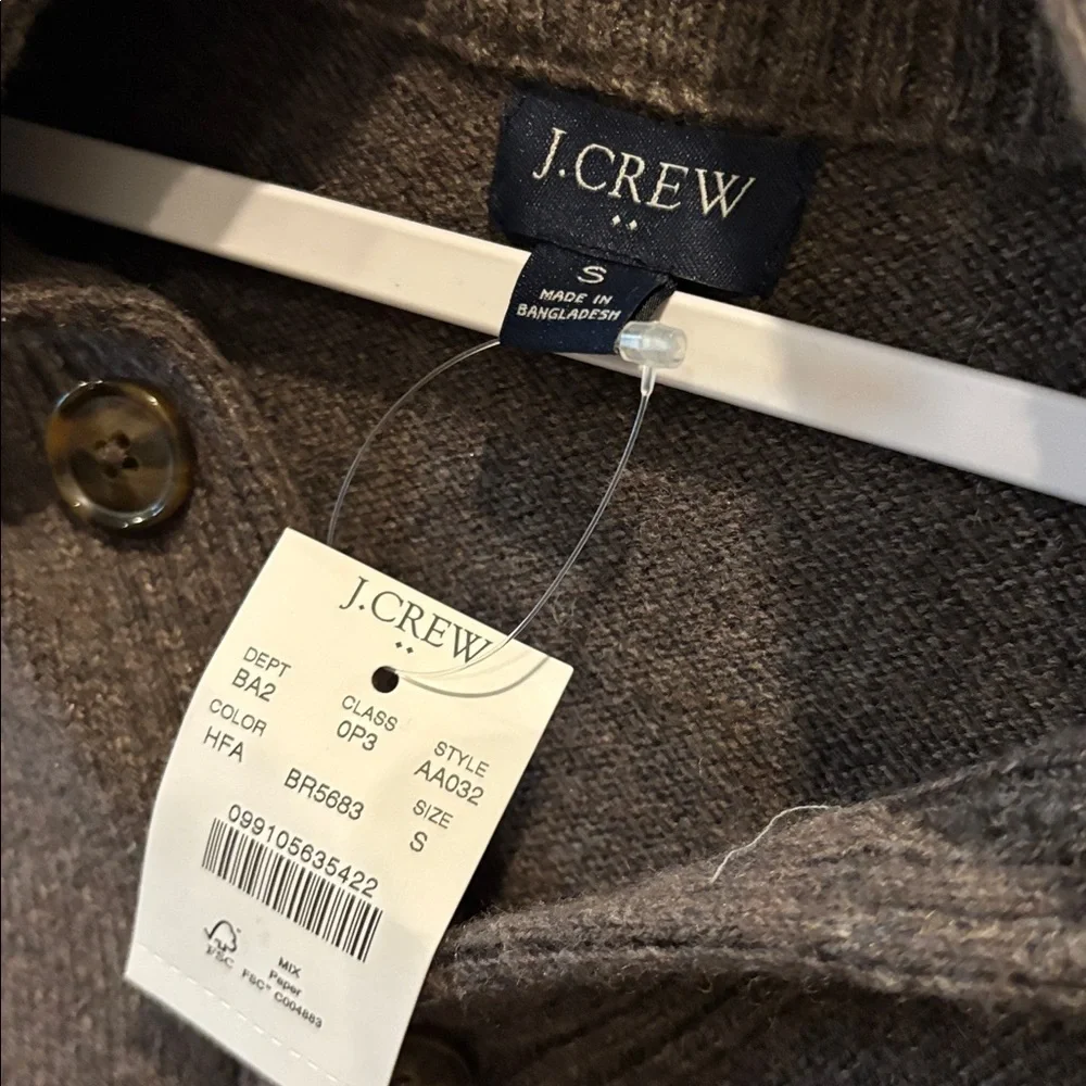 NWT J. Crew Shawl Cool Lambswool Blend Men's Brown Turtleneck Sweater Small